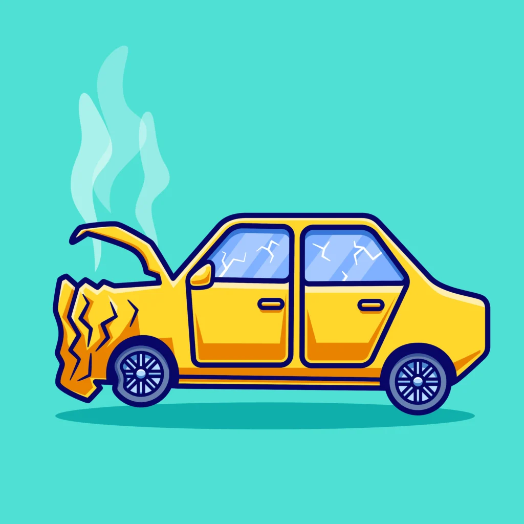 Car hood under fire