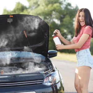 Fire under car hood